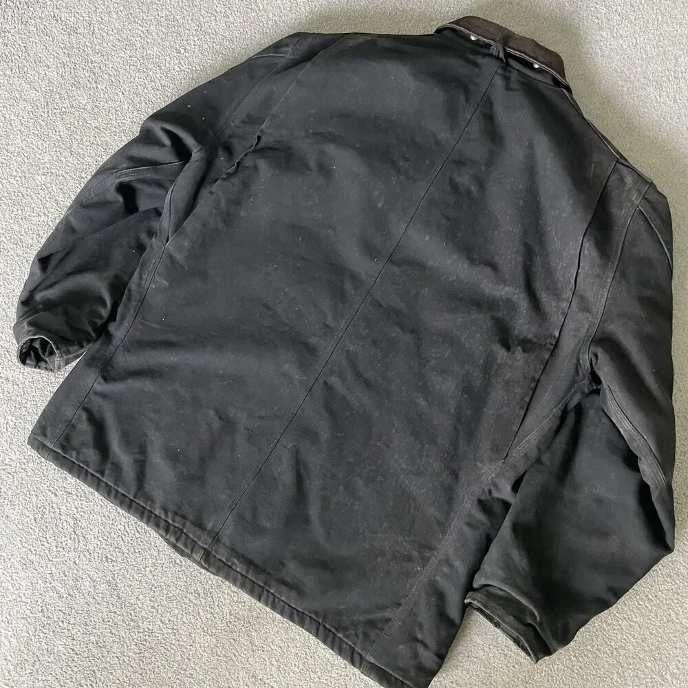 Carhartt Vintage 1990's Blanket Lined Chore Jacket Work Coat Black Men's Size XL - Picture 14 of 16